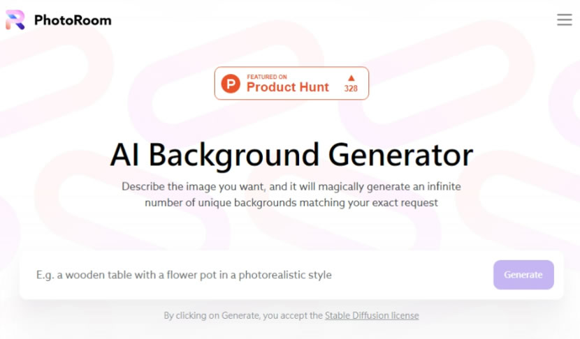 PhotoRoom AI Background Generator  由 AI 產生符合文字描述的圖片