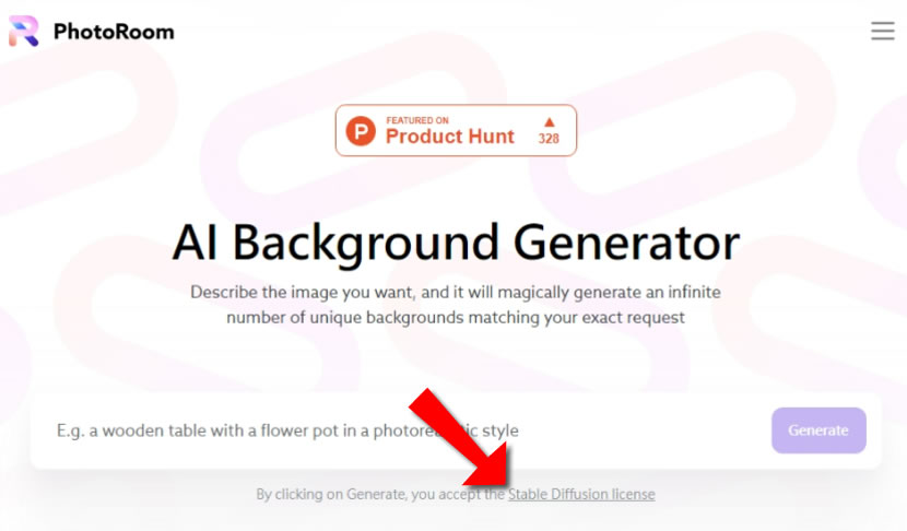 PhotoRoom AI Background Generator  由 AI 產生符合文字描述的圖片