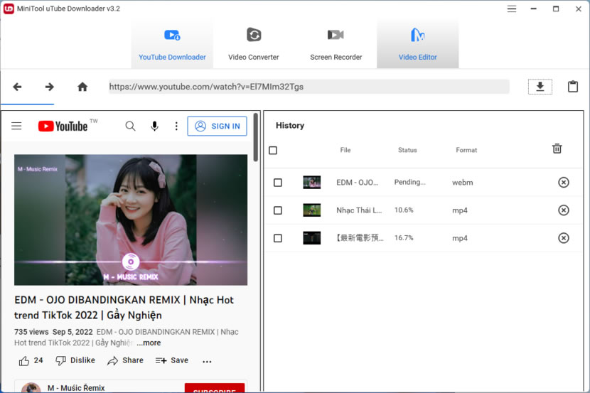 MiniTool uTube Downloader 具 YouTube 影片下載、轉檔與螢幕錄影的免費應用軟體