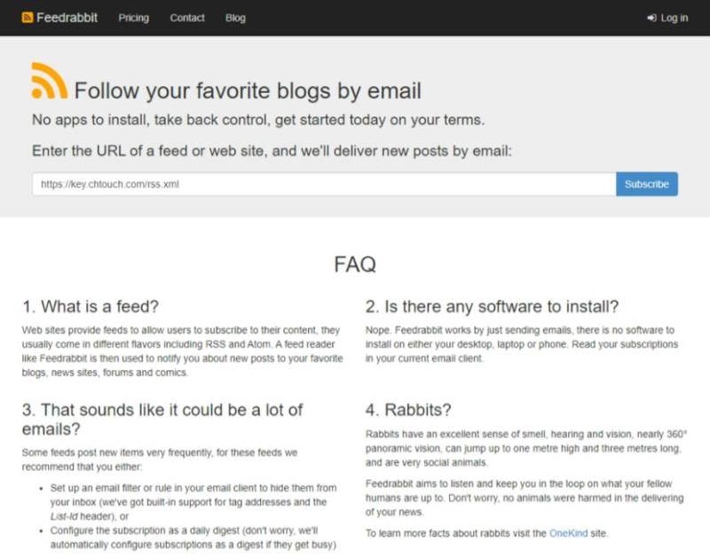 Feedrabbit 用 EMail 免費訂閱網站最新文章
