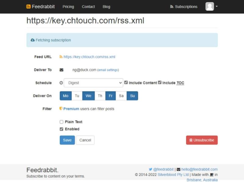 Feedrabbit 用 EMail 免費訂閱網站最新文章