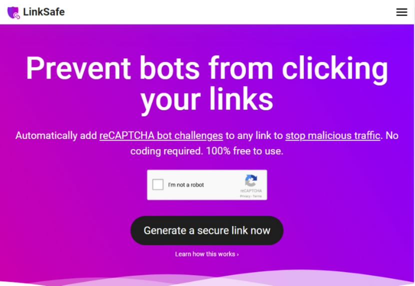 LinkSafe 讓每個短網址都能有「reCAPTCHA 」的驗證機制