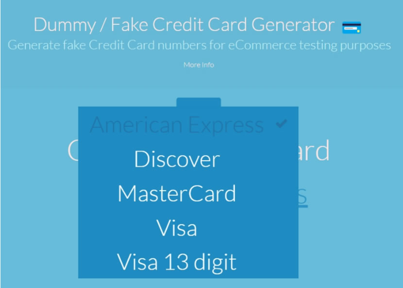 Fake Credit Card Generator 測試用的信用卡卡號產生器 Fake Credit Card Generator 測試用的信用卡卡號產生器