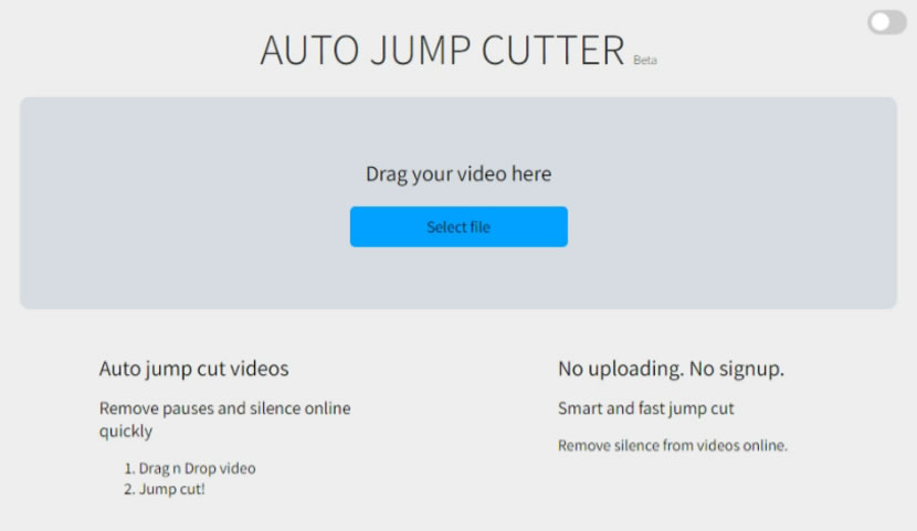 AUTO JUMP CUTTER 影片粗剪線上工具 快速移除影片中沒有聲音的片段