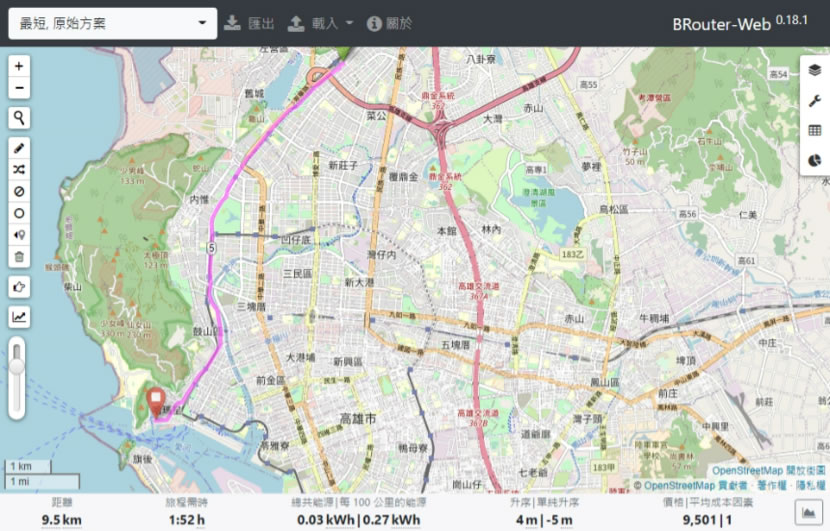 BRouter 在 OpenStreetMap 地圖中找出兩點之間最短距離