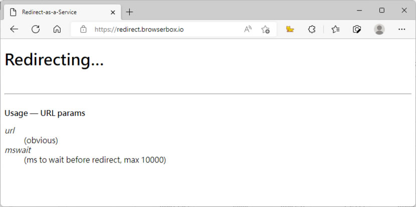 Redirect-as-a-Service 可自訂等待時間再重新導向至指定網址的免費服務 Redirect-as-a-Service 可自訂等待時間再重新導向至指定網址的免費服務