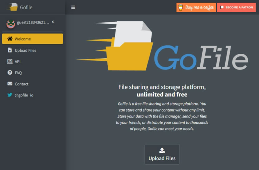 Gofile 免費提供不限檔案大小與無限制流量的檔案分享服務