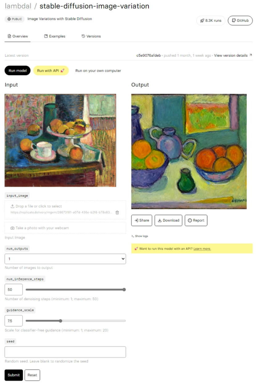 Stable Diffusion Image Variation 線上用 AI 穩定擴散模型變化圖片 Stable Diffusion Image Variation 線上用 AI 穩定擴散模型變化圖片