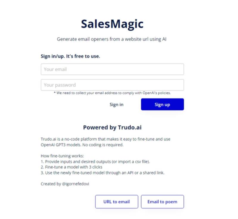 SalesMagic 用 AI 產生具吸引力的網站介紹詞