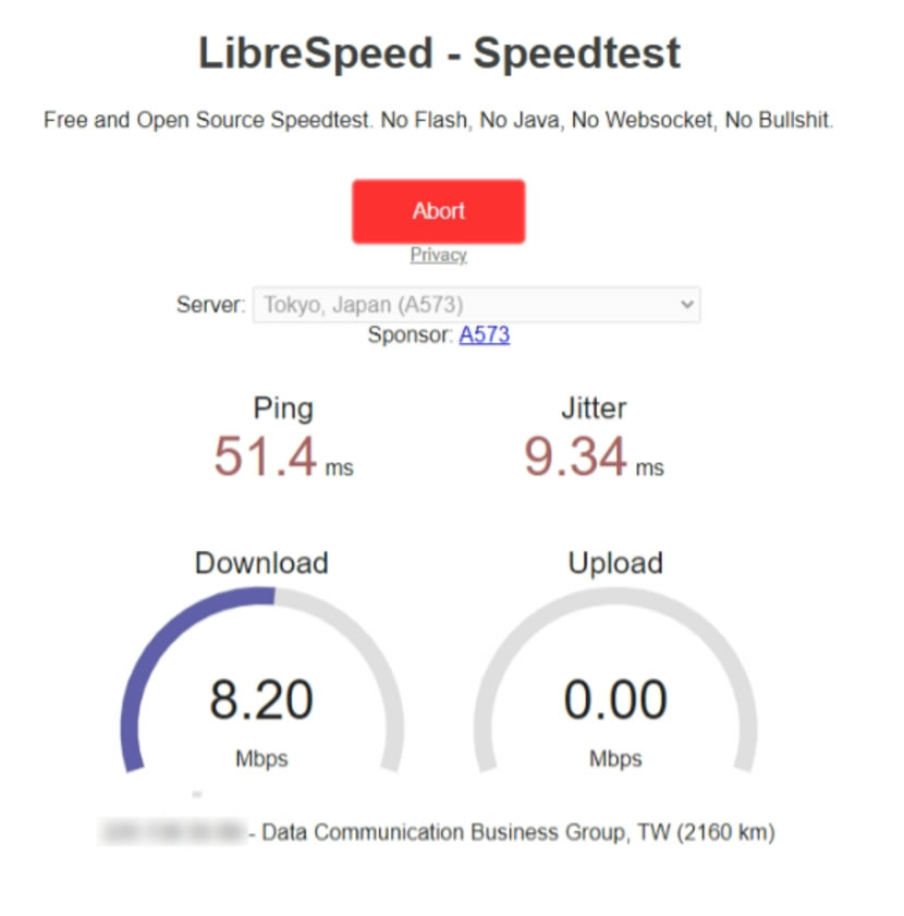 LibreSpeed 網路速度免費測試網站，可自選美國、日本、英國...等測試地點