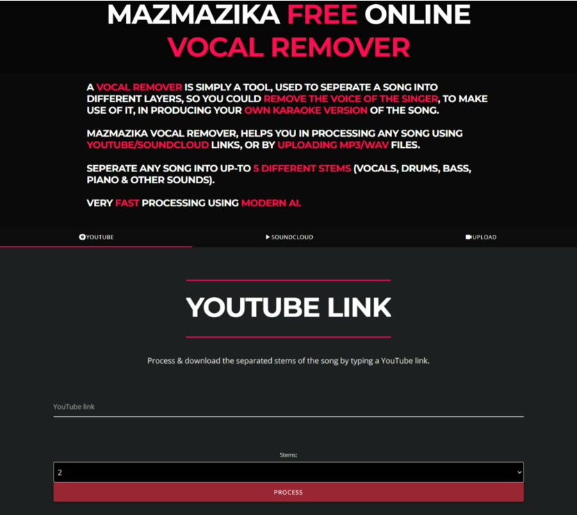 MazMazika Vocal Remover 線上去除 YouTube 影片人聲工具,將歌曲中的聲音和音樂分離出來 MazMazika Vocal Remover 線上去除 YouTube 影片人聲工具,將歌曲中的聲音和音樂分離出來