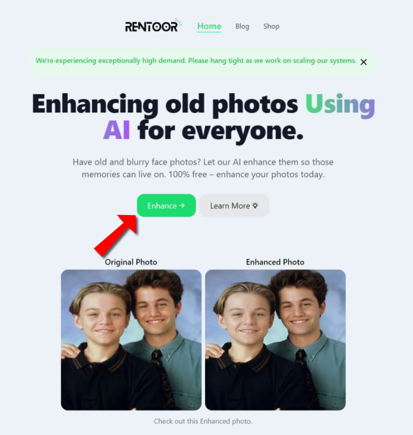 RENTOOR 用 AI 清晰化臉部模糊照片 RENTOOR 用 AI 清晰化臉部模糊照片