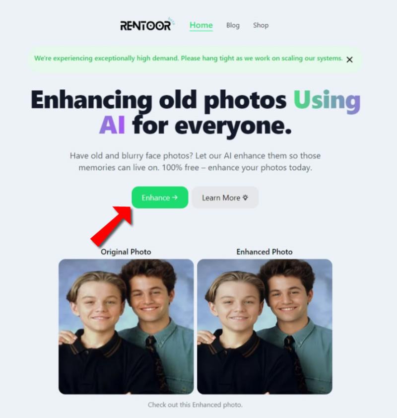 RENTOOR 用 AI 清晰化臉部模糊照片