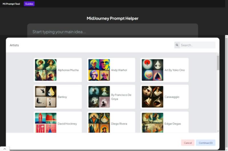 「MidJourney Prompt Helper」MidJourney 指令助手，協助將文字指令額外加入燈光、藝術家等效果