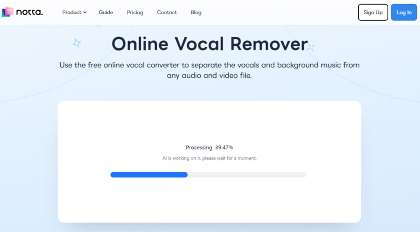 Notta Online Vocal Remover 音樂伴唱帶線上製作免費工具