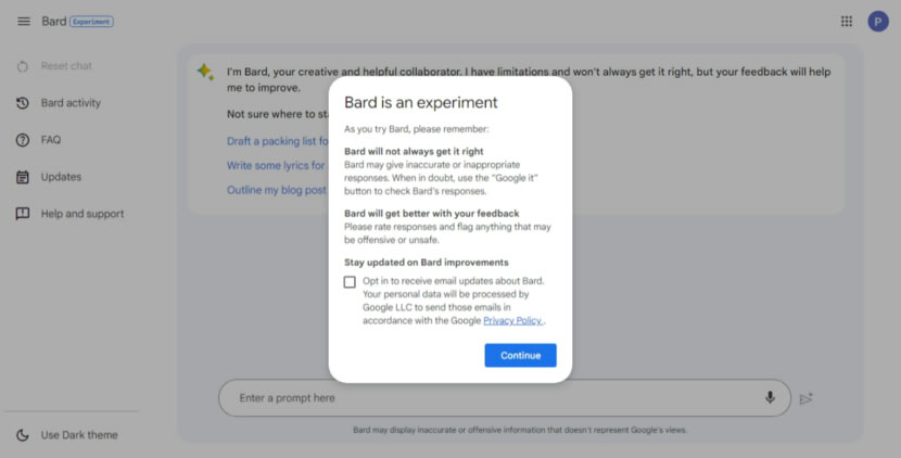 免候補，快來體驗 Google Bard AI 人工智慧聊天機器人