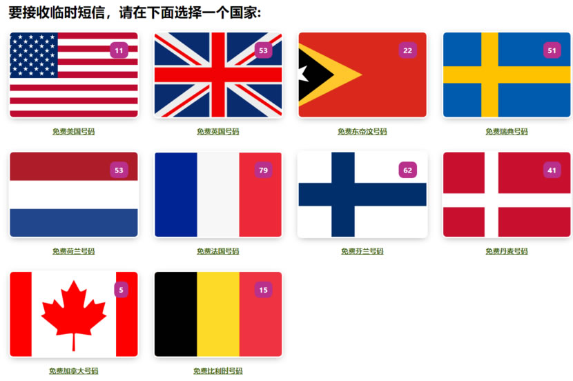 TempSMSS 提供美國、英國、瑞典等多國可接收簡訊的電話號碼