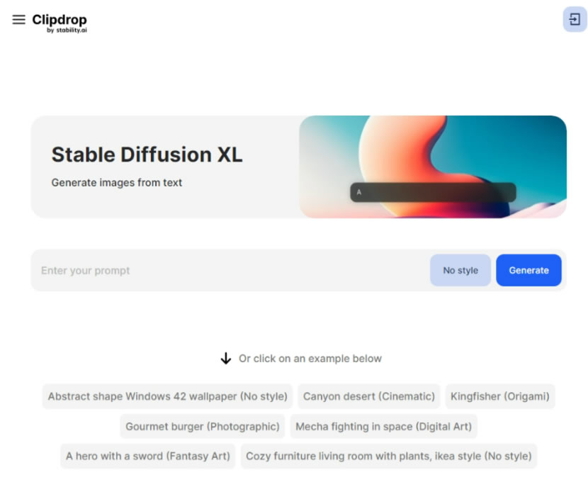 Clipdrop Stable Diffusion 由 AI 根據文字描述產出相關內容的圖片,可套用風格範本 Clipdrop Stable Diffusion 由 AI 根據文字描述產出相關內容的圖片,可套用風格範本