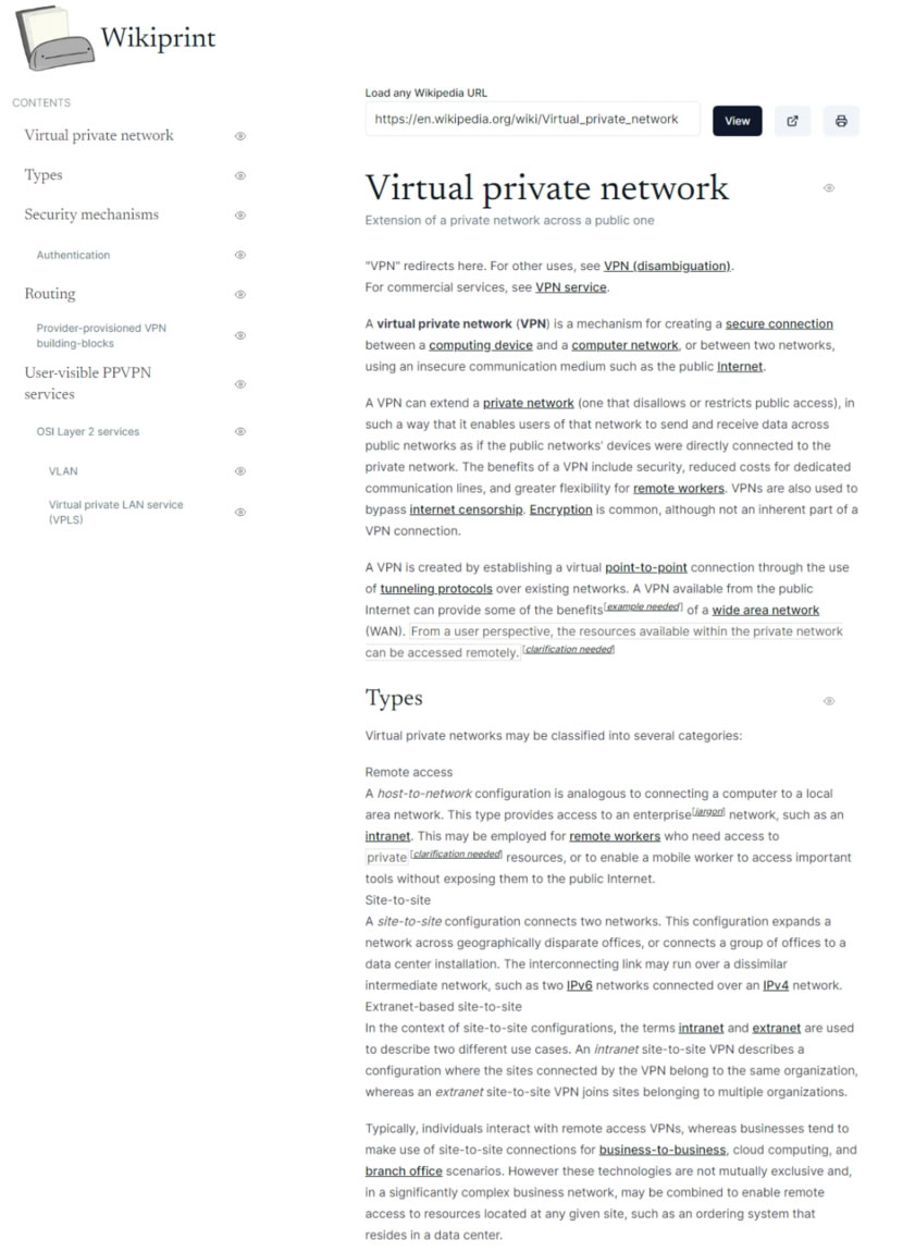 Wikiprint 讓維基百科可以列印出易於閱讀的模式,還可自選要列印的目次 Wikiprint 讓維基百科可以列印出易於閱讀的模式,還可自選要列印的目次