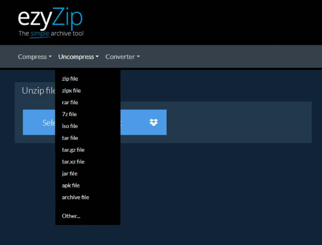 ezyZip 壓縮與解壓縮線上工具，支援 zip、rar、7z