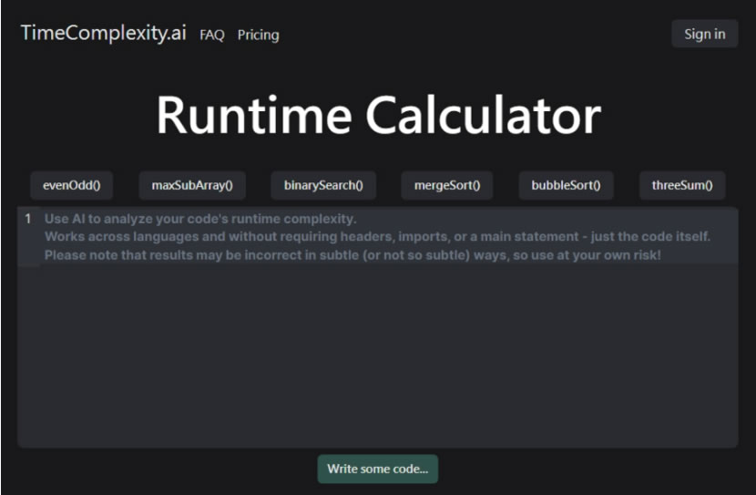 「TimeComplexity.ai」用 AI 估算程式碼的時間複雜度