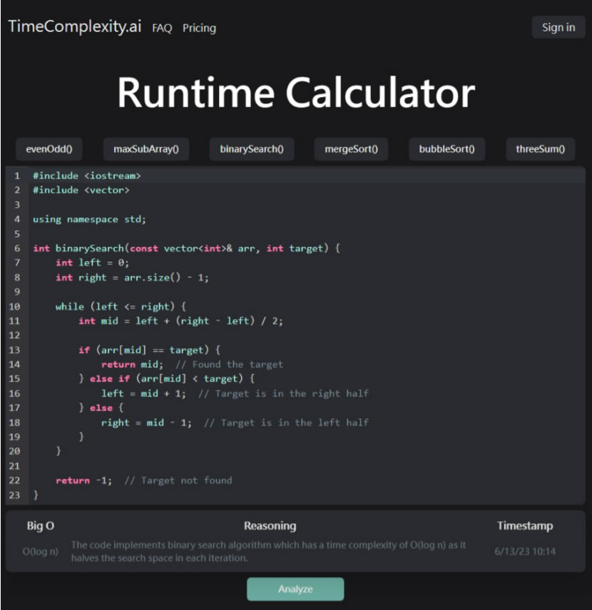 「TimeComplexity.ai」用 AI 估算程式碼的時間複雜度 「TimeComplexity.ai」用 AI 估算程式碼的時間複雜度