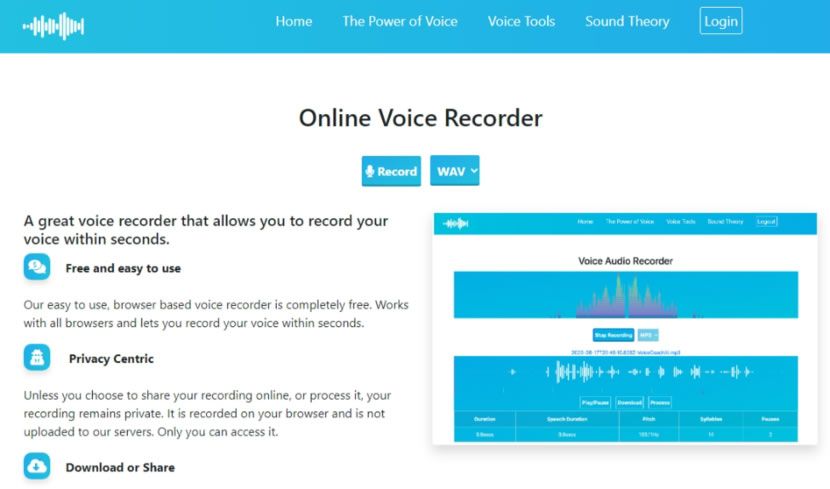 Voicecoach 開啟麥克風就可用的線上錄音服務