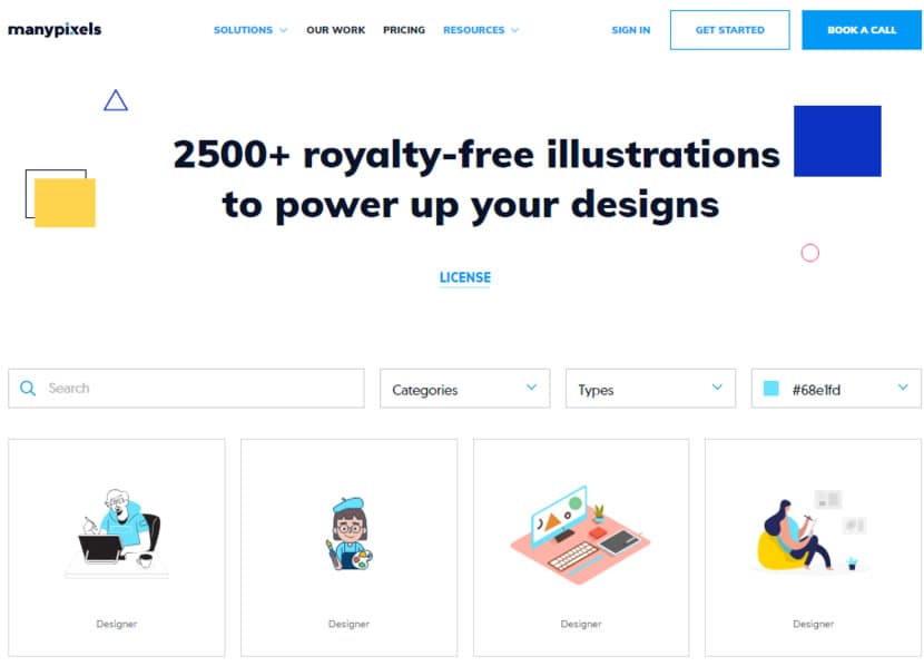 ManyPixels 收錄 2,500+獨家免費且無版權插圖素材，商業與個人用途均可