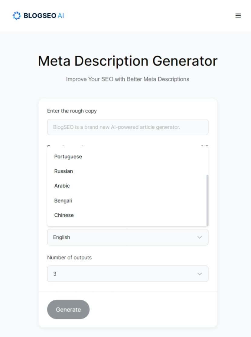 BlogSEO AI 用 AI 最佳化 HTML 內的 Meta Description 或 Meta Tag BlogSEO AI 用 AI 最佳化 HTML 內的 Meta Description 或 Meta Tag