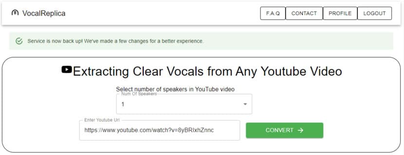 VocalReplica 從任何 YouTube 影片中提取人聲的免費工具 VocalReplica 從任何 YouTube 影片中提取人聲的免費工具