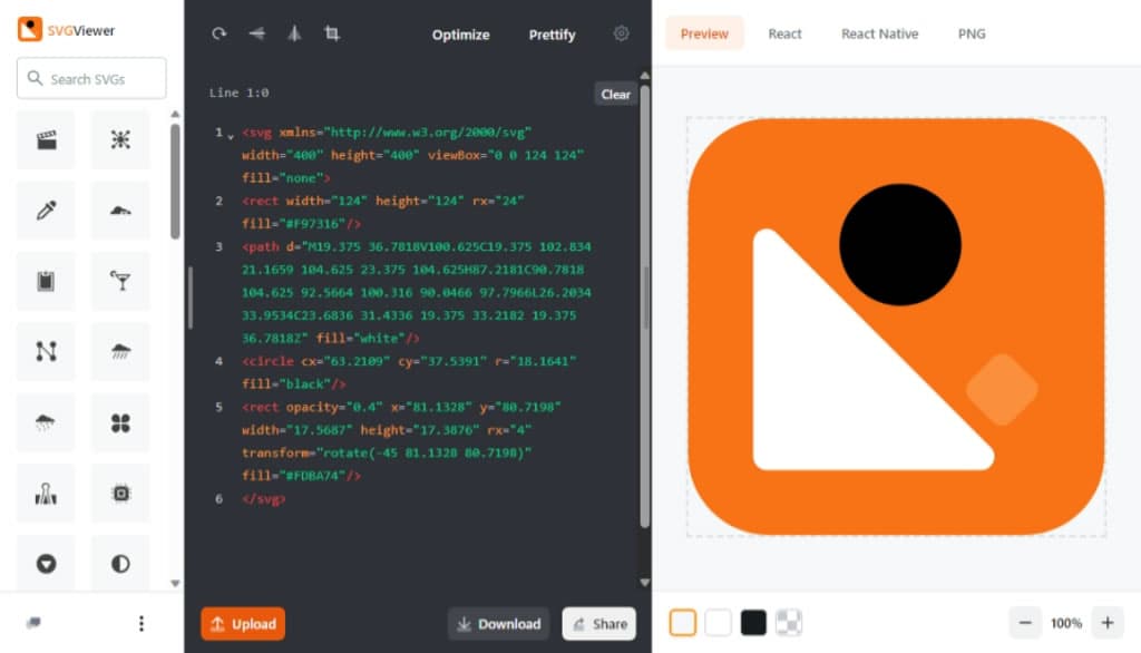 SVGViewer 線上旋轉、調整尺寸及最佳化 SVG 圖形,還可轉檔 PNG 或 React 格式 SVGViewer 線上旋轉、調整尺寸及最佳化 SVG 圖形,還可轉檔 PNG 或 React 格式