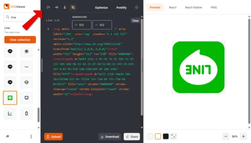 SVGViewer 線上旋轉、調整尺寸及最佳化 SVG 圖形，還可轉檔 PNG 或 React 格式