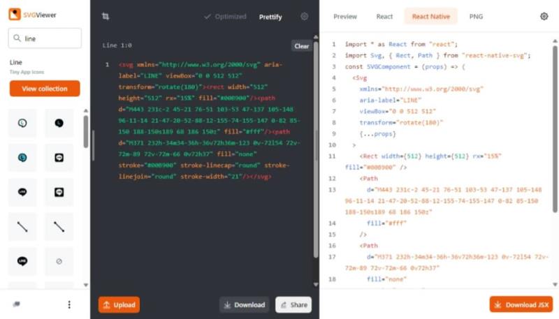 SVGViewer 線上旋轉、調整尺寸及最佳化 SVG 圖形，還可轉檔 PNG 或 React 格式