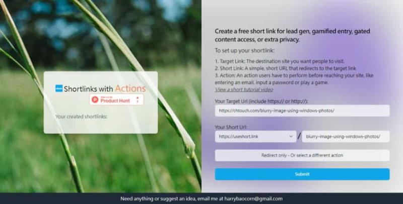Shortlinks with Actions 讓短網址轉址前能有輸入密碼、電子郵件等附加操作