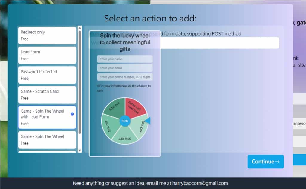 Shortlinks with Actions 讓短網址轉址前能有輸入密碼、電子郵件等附加操作
