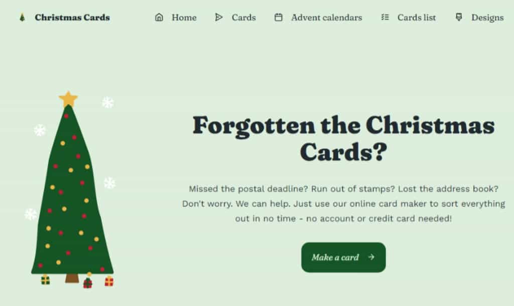 Christmas Cards 免費聖誕節賀卡製作工具，模板、手繪與客製化訊息皆可