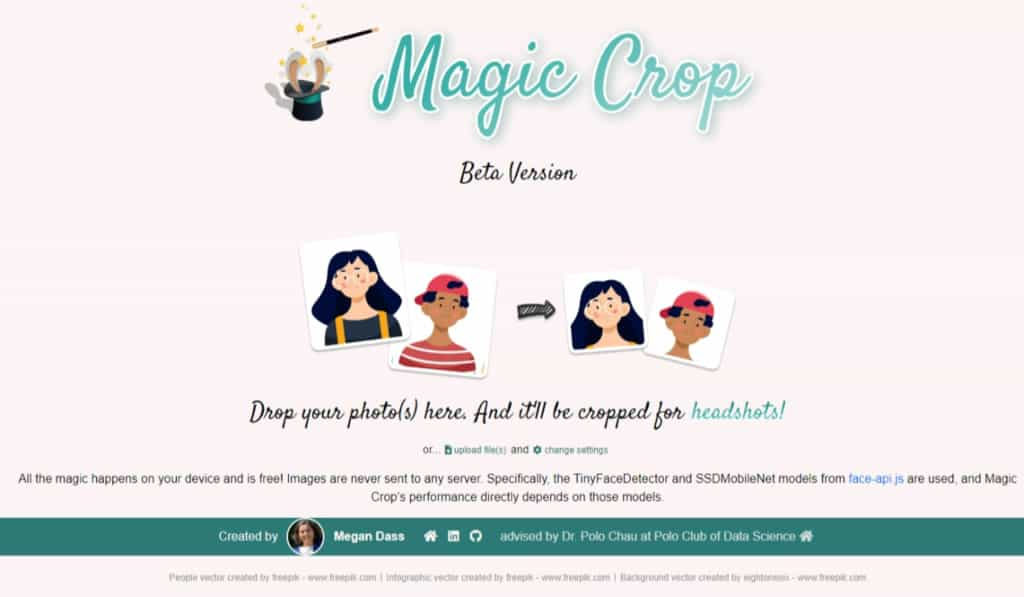 Magic Crop 大頭照製作工具，免費由 AI 自動識別並裁切出圖像中的人臉