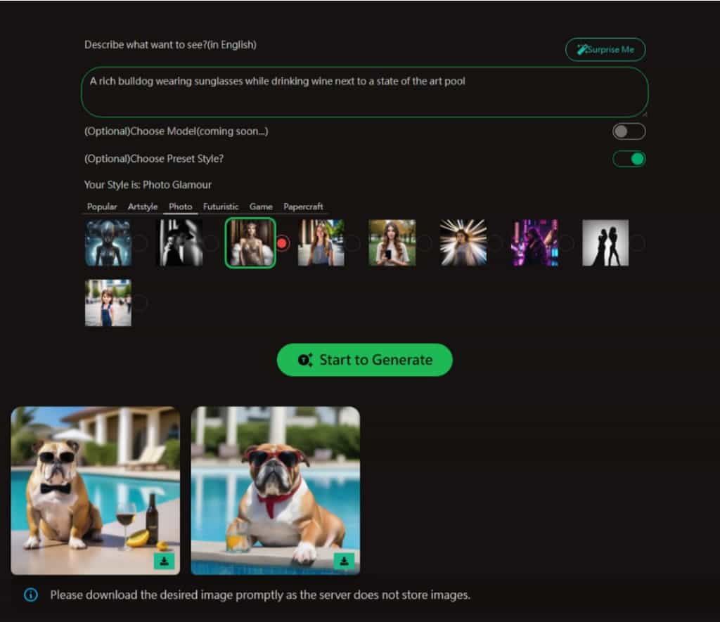 AI Art Generator 免費以文產圖的 AI 工具，有風格範本可套用