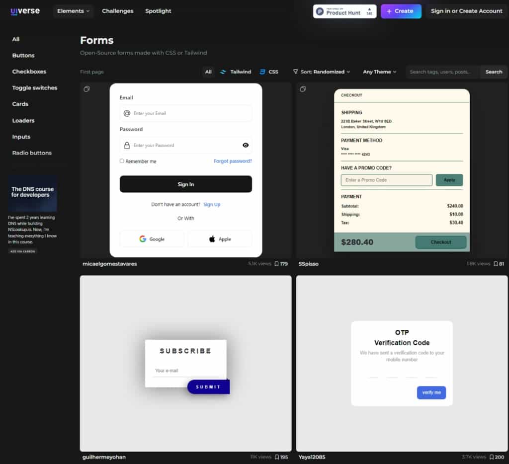 Uiverse 免費線上 CSS 元件庫,數千種美觀元件供自由使用 Uiverse 免費線上 CSS 元件庫,數千種美觀元件供自由使用