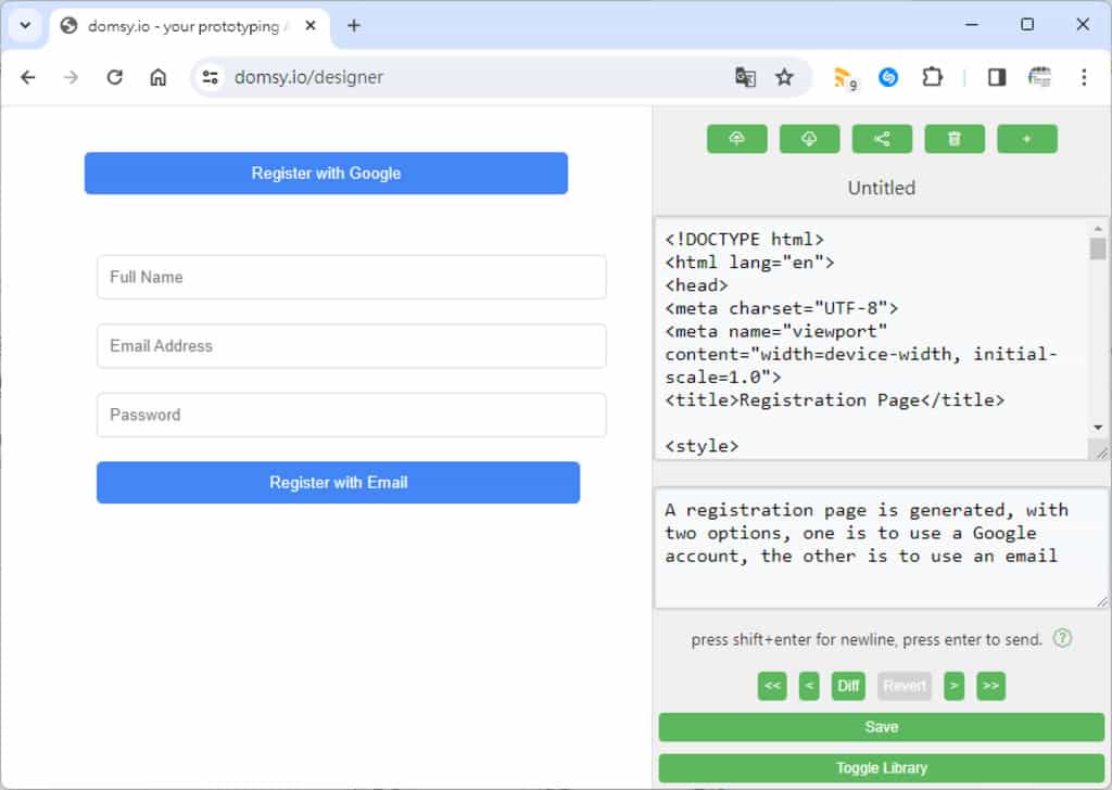 Domsy.io 使用 AI 設計網站、Web 應用程式原型,無需技術經驗即可生成程式碼 Domsy.io 使用 AI 設計網站、Web 應用程式原型,無需技術經驗即可生成程式碼