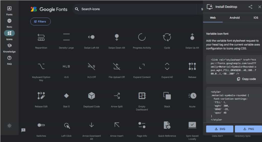 Material Symbols & Icons:Google Fonts 所推出圖示字型,還有 SVG 及 PNG 可選 Material Symbols & Icons:Google Fonts 所推出圖示字型,還有 SVG 及 PNG 可選