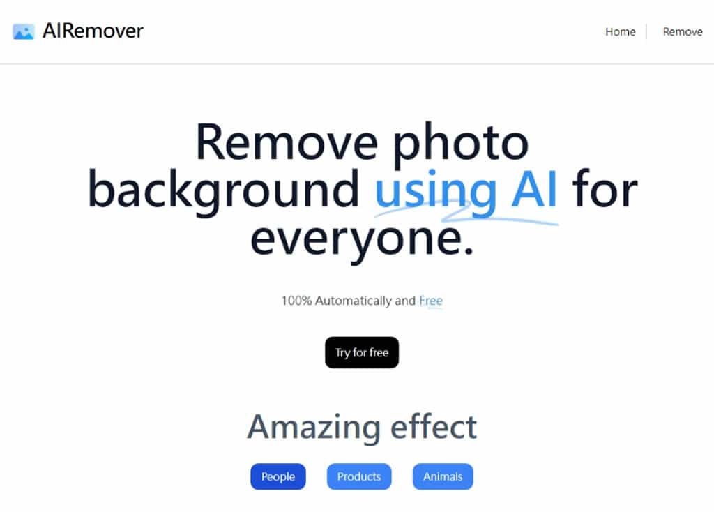 AIRemover：圖片背景移除免費 AI 工具，免註冊無使用次數限制
