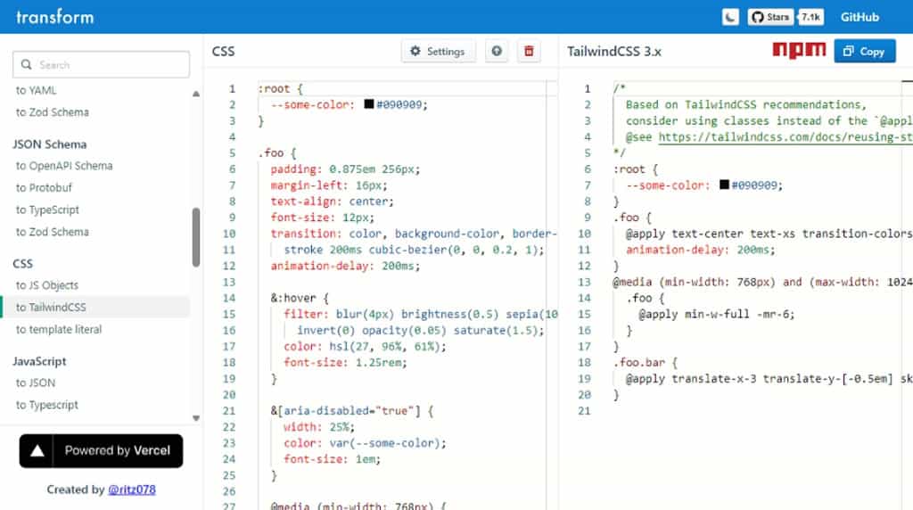 Transform Tools：數據描述格式轉換線上工具，支援SVG、HTML、JSON、CSS等多種