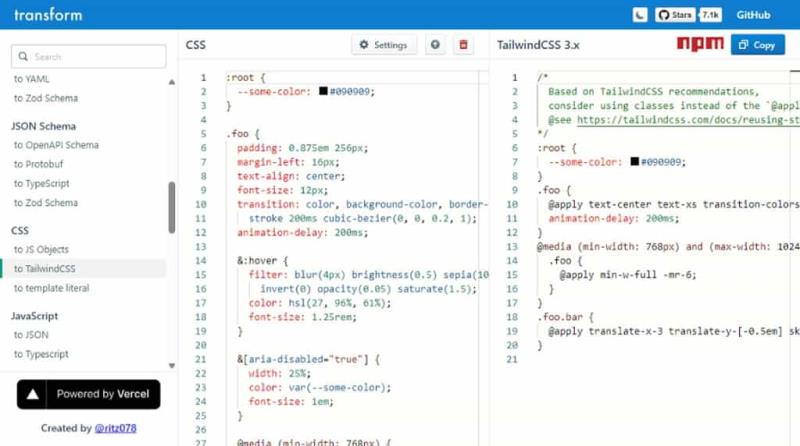 Transform Tools：數據描述格式轉換線上工具，支援SVG、HTML、JSON、CSS等多種