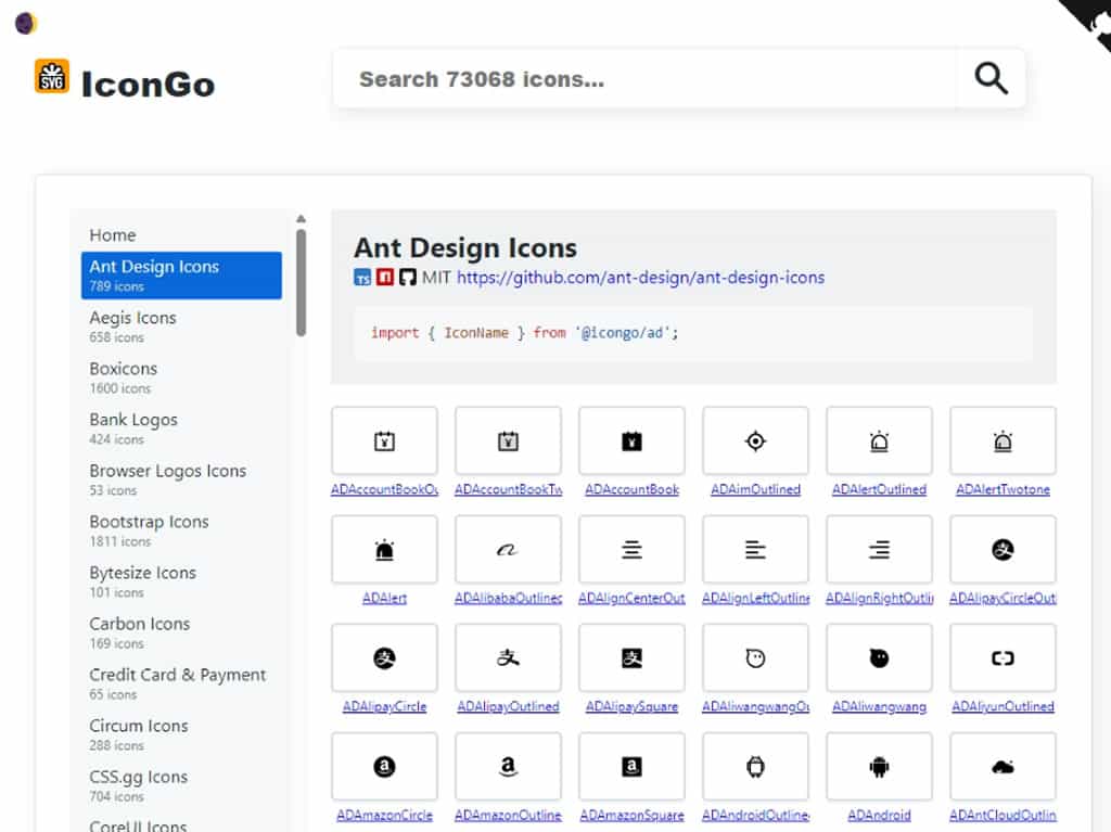 Icongo 一站式 SVG Icon 資源平台，整合超過 70個開放原始碼網站