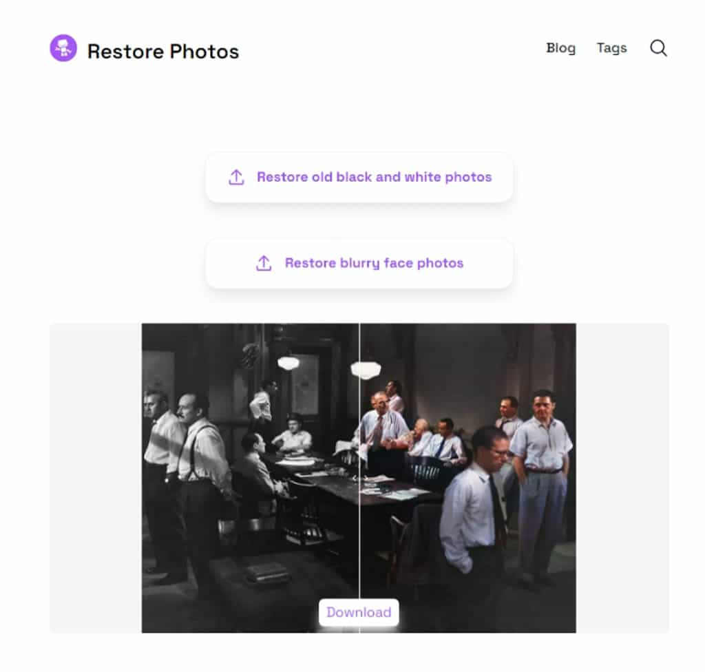 Restore Photos 將黑白照片轉為彩色的免費線上 AI 工具