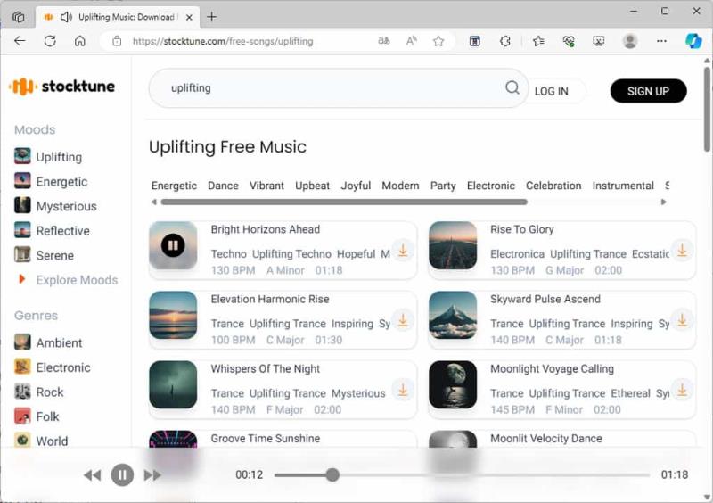 StockTune 免費人工智慧音樂庫，可個人與商業用途使用