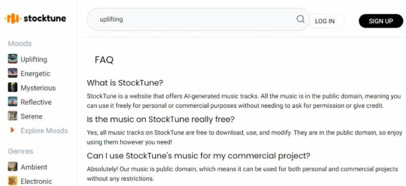 StockTune 免費人工智慧音樂庫，可個人與商業用途使用