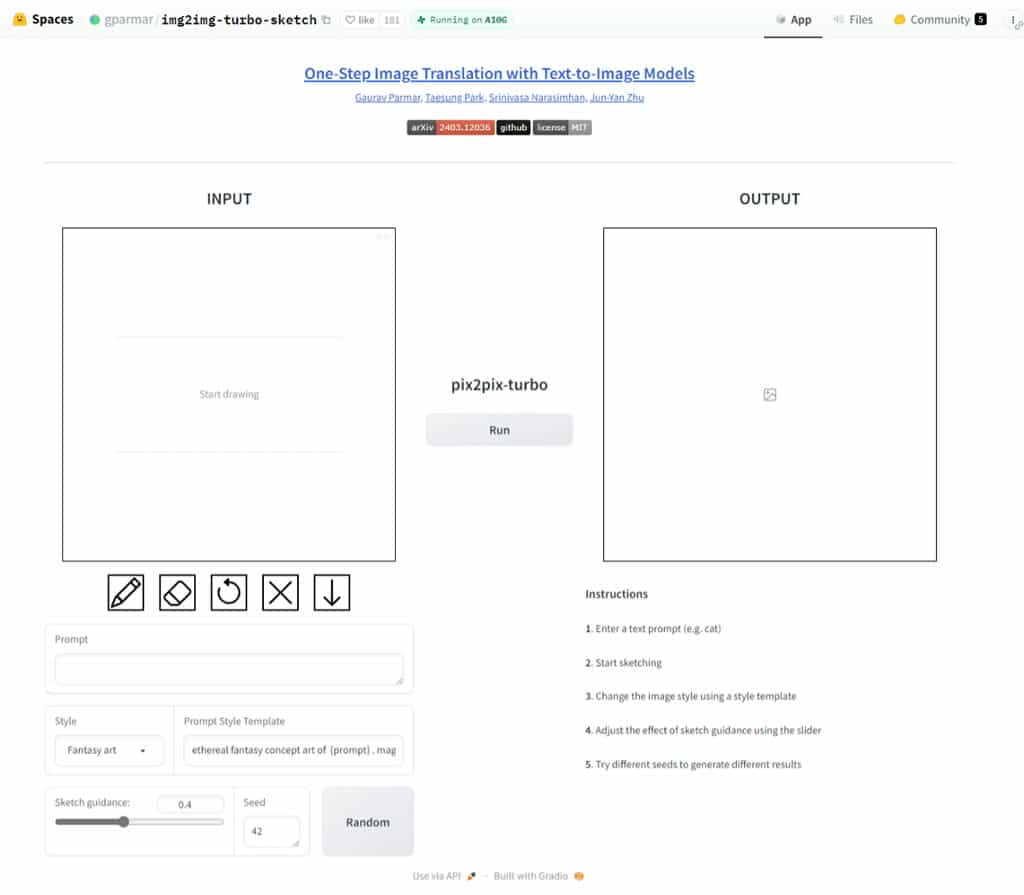 img2img-turbo-sketch：結合手繪與文字描述指令的 AI 生圖免費工具