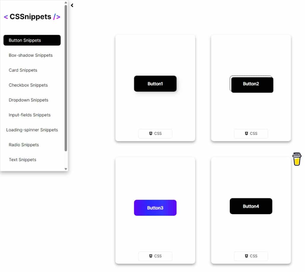 CSSnippets：CSS 範例精選，附 HTML、React 及 CSS 程式碼